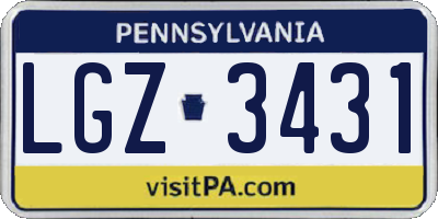 PA license plate LGZ3431