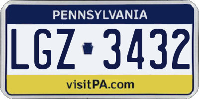 PA license plate LGZ3432