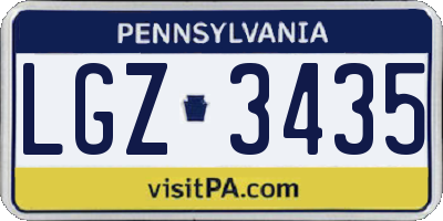 PA license plate LGZ3435
