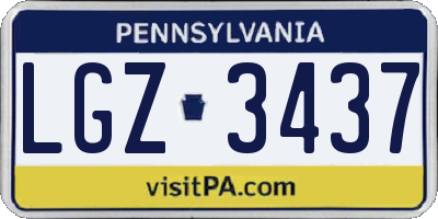 PA license plate LGZ3437