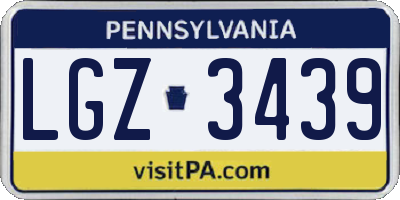 PA license plate LGZ3439