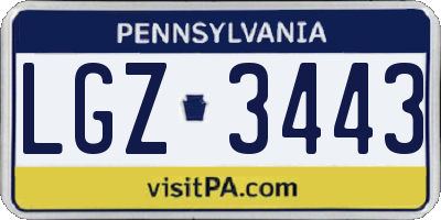 PA license plate LGZ3443