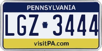 PA license plate LGZ3444