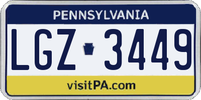 PA license plate LGZ3449