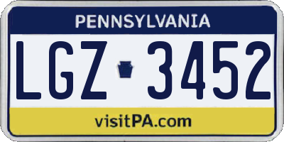 PA license plate LGZ3452