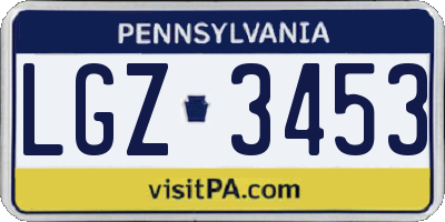 PA license plate LGZ3453