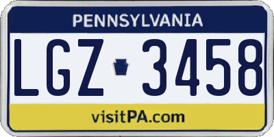 PA license plate LGZ3458