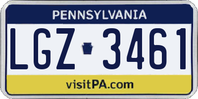 PA license plate LGZ3461