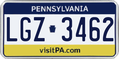 PA license plate LGZ3462
