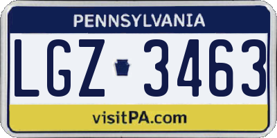PA license plate LGZ3463