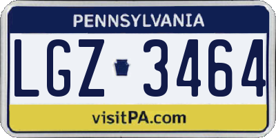 PA license plate LGZ3464