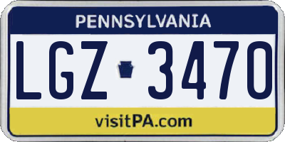 PA license plate LGZ3470