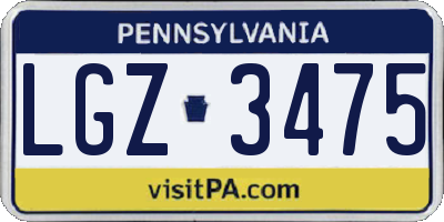 PA license plate LGZ3475