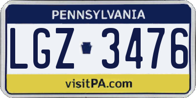 PA license plate LGZ3476