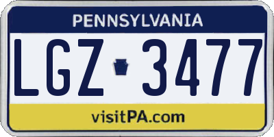 PA license plate LGZ3477