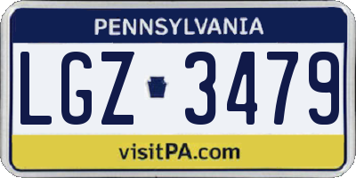 PA license plate LGZ3479