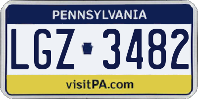 PA license plate LGZ3482