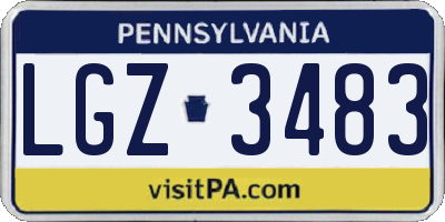 PA license plate LGZ3483