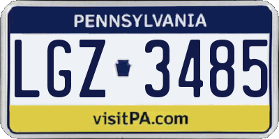 PA license plate LGZ3485
