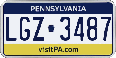 PA license plate LGZ3487