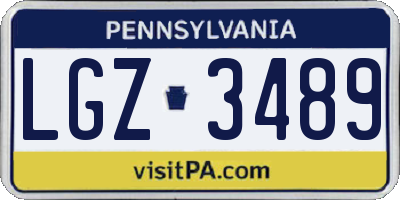 PA license plate LGZ3489