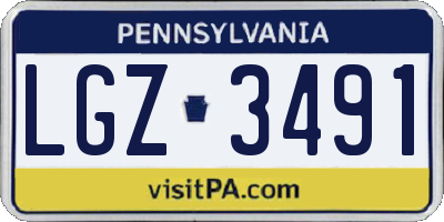 PA license plate LGZ3491