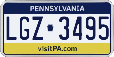 PA license plate LGZ3495