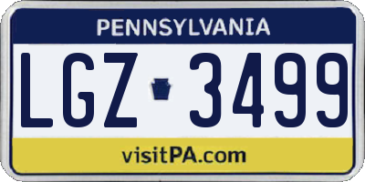 PA license plate LGZ3499