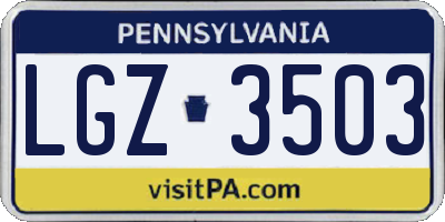PA license plate LGZ3503