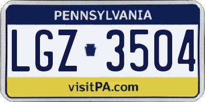 PA license plate LGZ3504