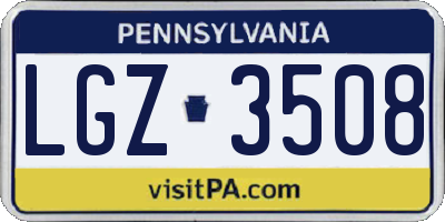 PA license plate LGZ3508