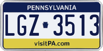 PA license plate LGZ3513