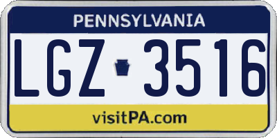 PA license plate LGZ3516