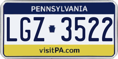 PA license plate LGZ3522