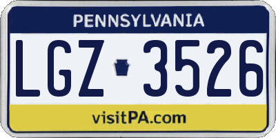 PA license plate LGZ3526