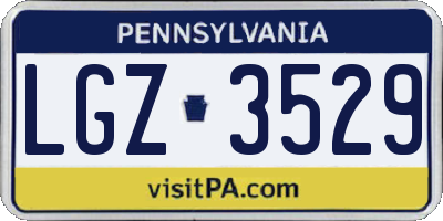 PA license plate LGZ3529