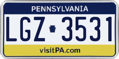 PA license plate LGZ3531