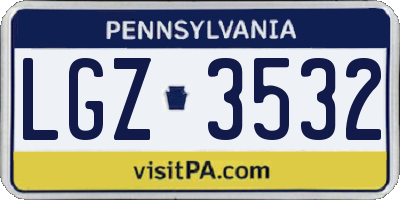 PA license plate LGZ3532