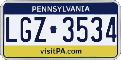 PA license plate LGZ3534