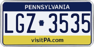 PA license plate LGZ3535