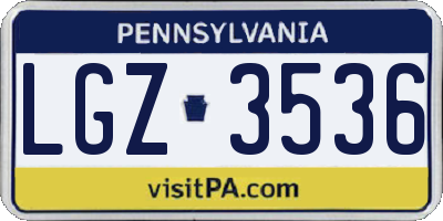 PA license plate LGZ3536
