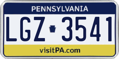 PA license plate LGZ3541