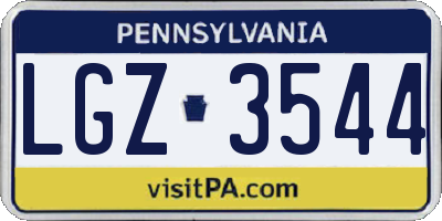 PA license plate LGZ3544