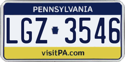 PA license plate LGZ3546
