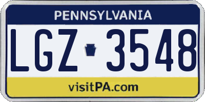PA license plate LGZ3548