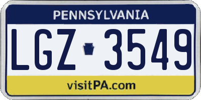 PA license plate LGZ3549