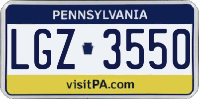 PA license plate LGZ3550