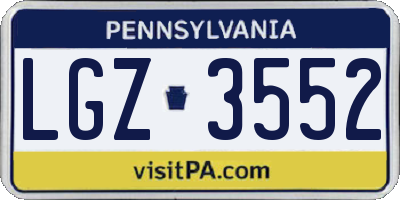PA license plate LGZ3552