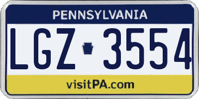 PA license plate LGZ3554