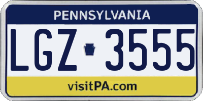 PA license plate LGZ3555